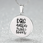 Dog Mother Wine Lover Plain Circle Necklace Stainless Steel or 18k Gold 18-22"-Express Your Love Gifts