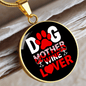 Dog Mother Wine Lover Red White Circle Necklace Stainless Steel or 18k Gold 18-22"-Express Your Love Gifts