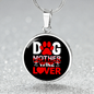 Dog Mother Wine Lover Red White Circle Necklace Stainless Steel or 18k Gold 18-22"-Express Your Love Gifts