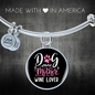 Dog Mother Wine Lover White Pink Bracelet Stainless Steel or 18k Gold Circle Bangle-Express Your Love Gifts