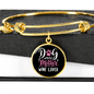 Dog Mother Wine Lover White Pink Bracelet Stainless Steel or 18k Gold Circle Bangle-Express Your Love Gifts