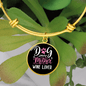 Dog Mother Wine Lover White Pink Bracelet Stainless Steel or 18k Gold Circle Bangle-Express Your Love Gifts