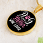 Dog Mother Wine Lover White Pink Circle Necklace Stainless Steel or 18k Gold 18-22"-Express Your Love Gifts