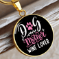 Dog Mother Wine Lover White Pink Circle Necklace Stainless Steel or 18k Gold 18-22"-Express Your Love Gifts