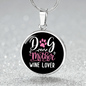 Dog Mother Wine Lover White Pink Circle Necklace Stainless Steel or 18k Gold 18-22"-Express Your Love Gifts
