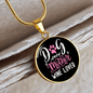 Dog Mother Wine Lover White Pink Circle Necklace Stainless Steel or 18k Gold 18-22"-Express Your Love Gifts