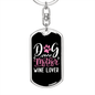 Dog Mother Wine Lover White Pink Keychain Stainless Steel or 18k Gold Dog Tag Keyring-Express Your Love Gifts