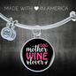 Dog Mother Wine Lover White Red Bracelet Stainless Steel or 18k Gold Circle Bangle-Express Your Love Gifts