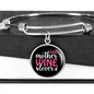 Dog Mother Wine Lover White Red Bracelet Stainless Steel or 18k Gold Circle Bangle-Express Your Love Gifts