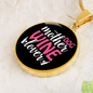 Dog Mother Wine Lover White Red Circle Necklace Stainless Steel or 18k Gold 18-22"-Express Your Love Gifts