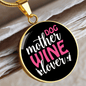 Dog Mother Wine Lover White Red Circle Necklace Stainless Steel or 18k Gold 18-22"-Express Your Love Gifts