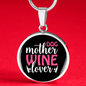 Dog Mother Wine Lover White Red Circle Necklace Stainless Steel or 18k Gold 18-22"-Express Your Love Gifts