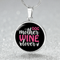 Dog Mother Wine Lover White Red Circle Necklace Stainless Steel or 18k Gold 18-22"-Express Your Love Gifts