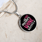 Dog Mother Wine Lover White Red Circle Necklace Stainless Steel or 18k Gold 18-22"-Express Your Love Gifts