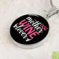 Dog Mother Wine Lover White Red Circle Necklace Stainless Steel or 18k Gold 18-22"-Express Your Love Gifts