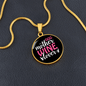 Dog Mother Wine Lover White Red Circle Necklace Stainless Steel or 18k Gold 18-22"-Express Your Love Gifts