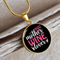 Dog Mother Wine Lover White Red Circle Necklace Stainless Steel or 18k Gold 18-22"-Express Your Love Gifts