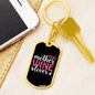 Dog Mother Wine Lover White Red Keychain Stainless Steel or 18k Gold Dog Tag Keyring-Express Your Love Gifts