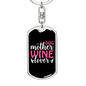 Dog Mother Wine Lover White Red Keychain Stainless Steel or 18k Gold Dog Tag Keyring-Express Your Love Gifts