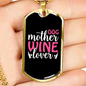 Dog Mother Wine Lover White Red Necklace Stainless Steel or 18k Gold Dog Tag 24" Chain-Express Your Love Gifts