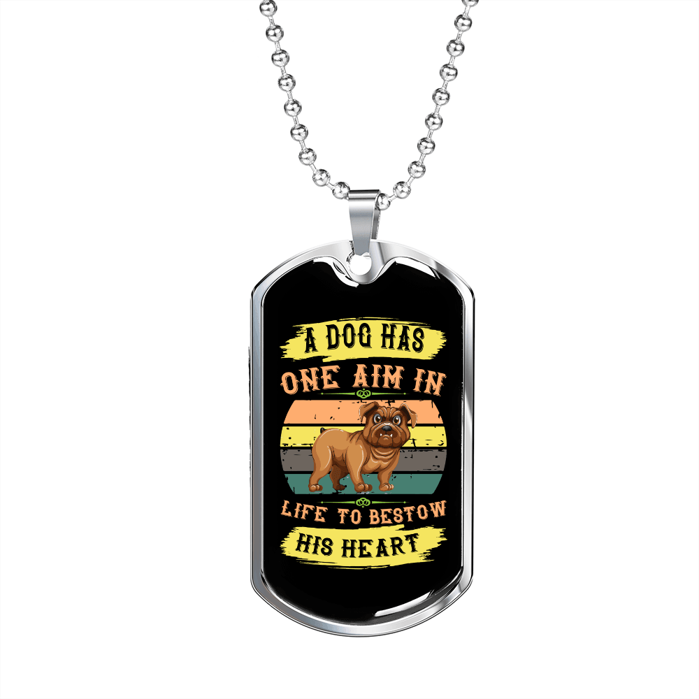 Dog's Aim in Life Yellow Necklace Stainless Steel or 18k Gold Dog Tag 24" Chain-Express Your Love Gifts