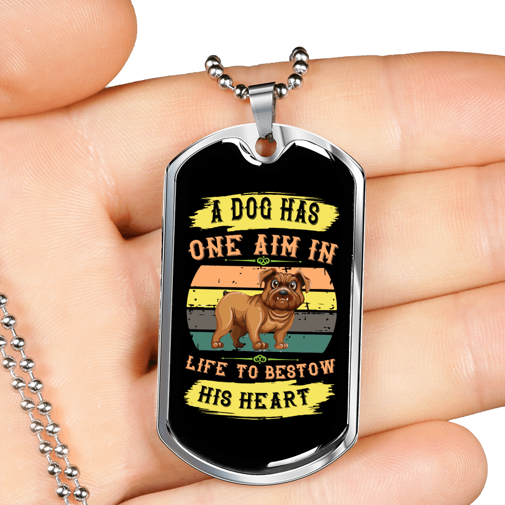 Dog's Aim in Life Yellow Necklace Stainless Steel or 18k Gold Dog Tag 24" Chain-Express Your Love Gifts
