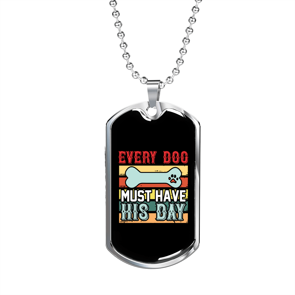Dog's Day Bone Necklace Stainless Steel or 18k Gold Dog Tag 24" Chain-Express Your Love Gifts