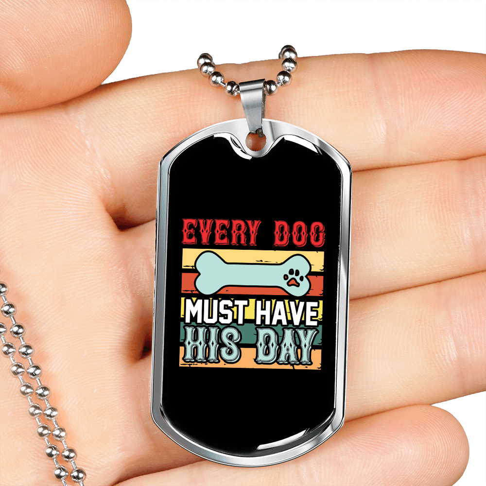 Dog's Day Bone Necklace Stainless Steel or 18k Gold Dog Tag 24" Chain-Express Your Love Gifts