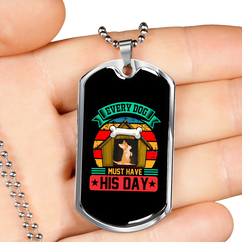Dog's Day Dog House Necklace Stainless Steel or 18k Gold Dog Tag 24" Chain-Express Your Love Gifts