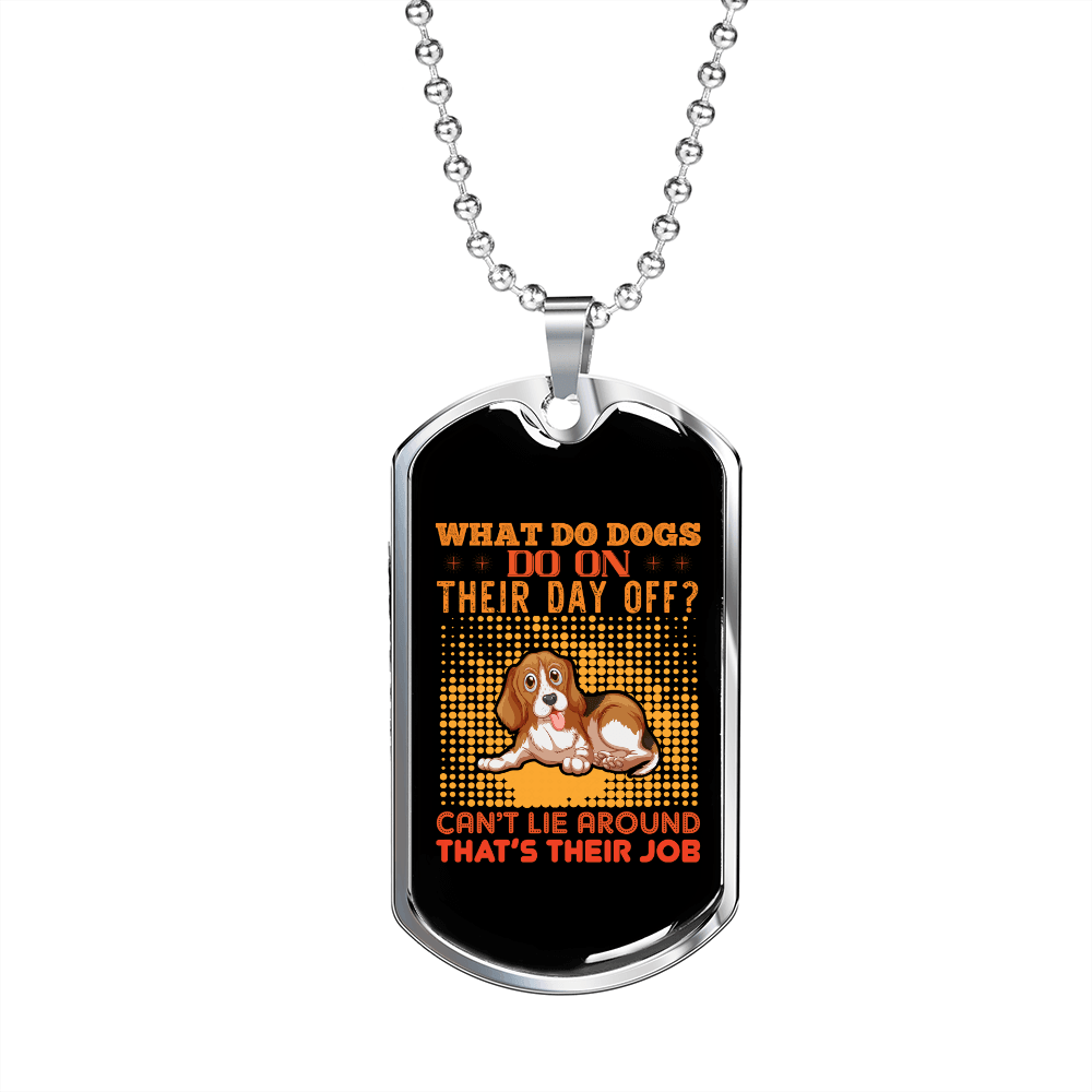 Dog's Day Off Necklace Stainless Steel or 18k Gold Dog Tag 24" Chain-Express Your Love Gifts