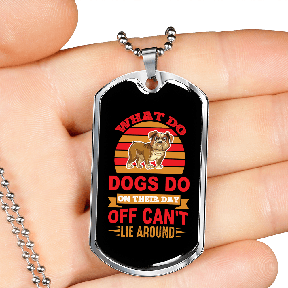 Dog's Day Off Pink Necklace Stainless Steel or 18k Gold Dog Tag 24" Chain-Express Your Love Gifts