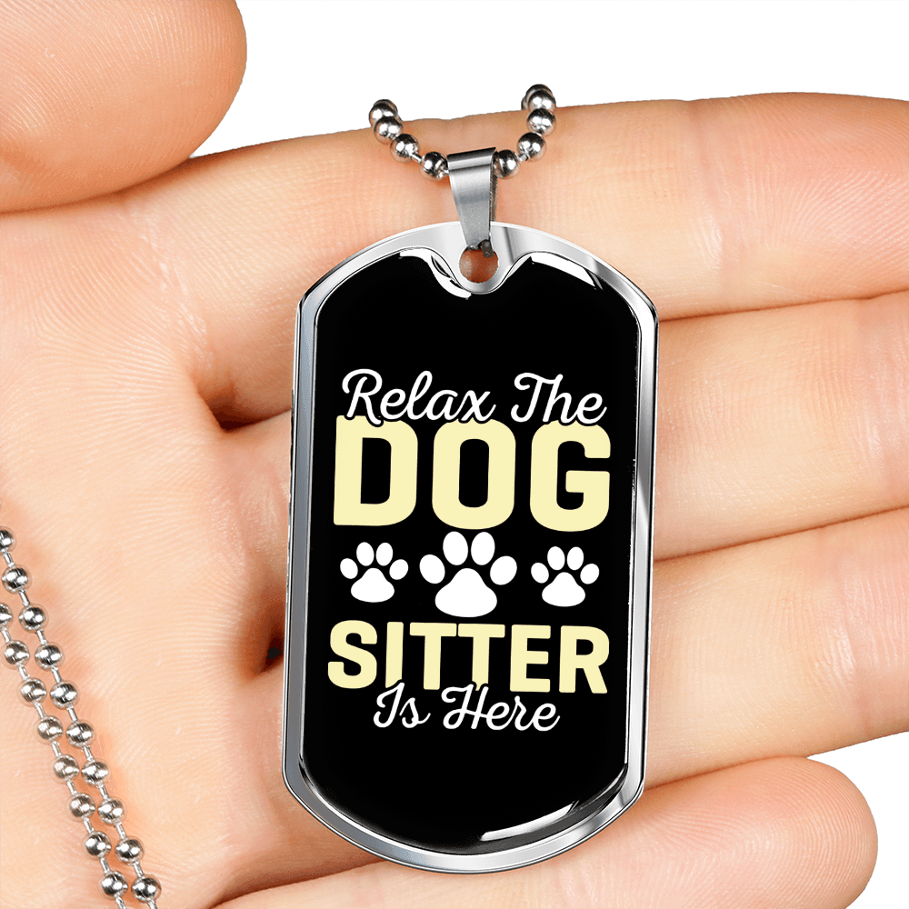 Dog Sitter Necklace Stainless Steel or 18k Gold Dog Tag 24" Chain-Express Your Love Gifts