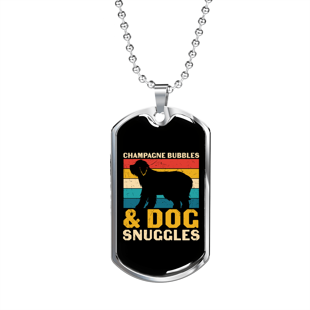 Dog Snuggles Necklace Stainless Steel or 18k Gold Dog Tag 24" Chain-Express Your Love Gifts