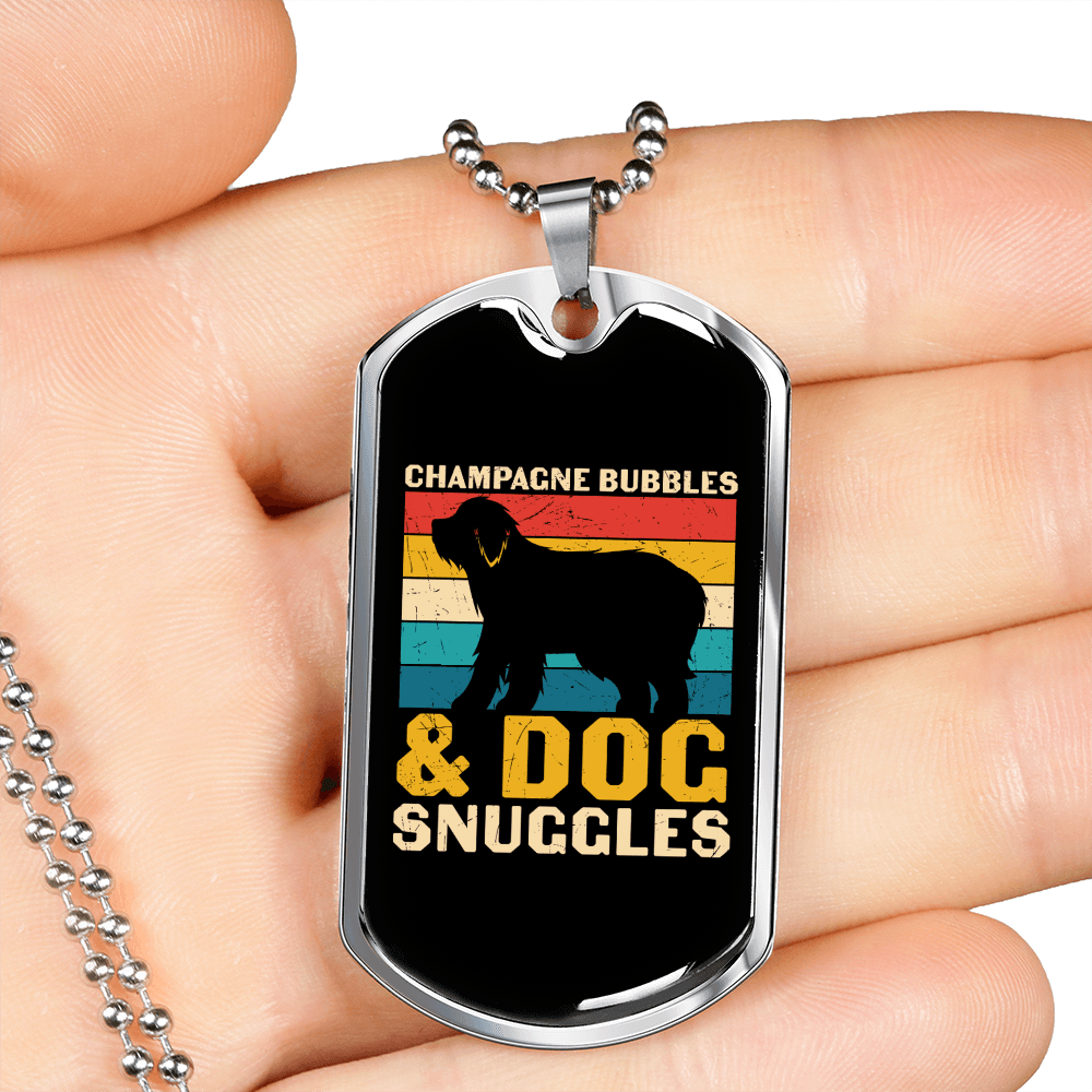 Dog Snuggles Necklace Stainless Steel or 18k Gold Dog Tag 24" Chain-Express Your Love Gifts