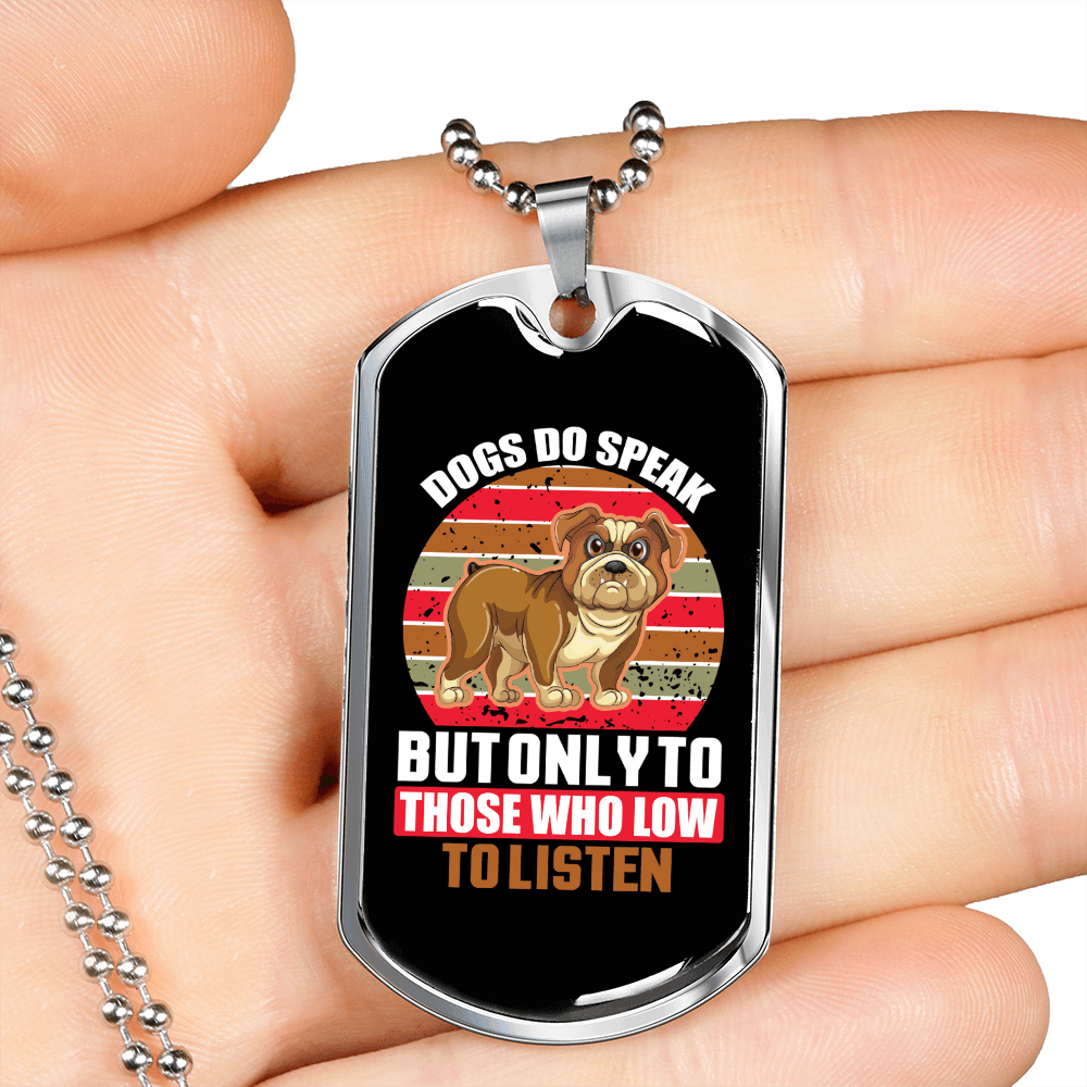 Dog Speaks Colored Necklace Stainless Steel or 18k Gold Dog Tag 24" Chain-Express Your Love Gifts