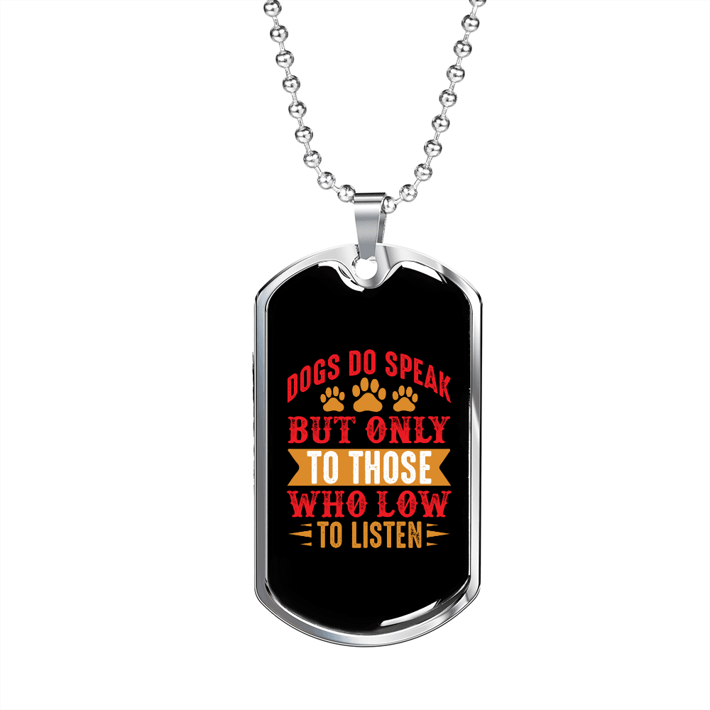 Dog Speaks Paws Necklace Stainless Steel or 18k Gold Dog Tag 24" Chain-Express Your Love Gifts