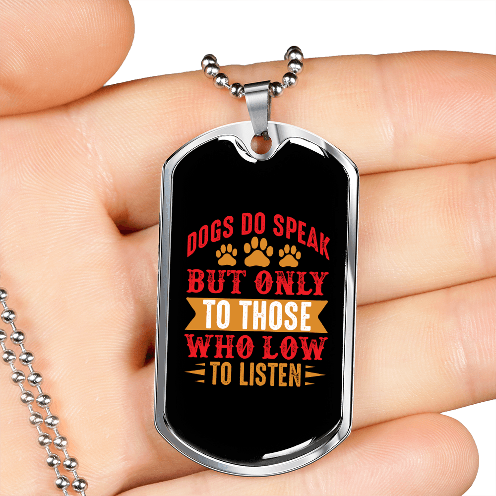 Dog Speaks Paws Necklace Stainless Steel or 18k Gold Dog Tag 24" Chain-Express Your Love Gifts