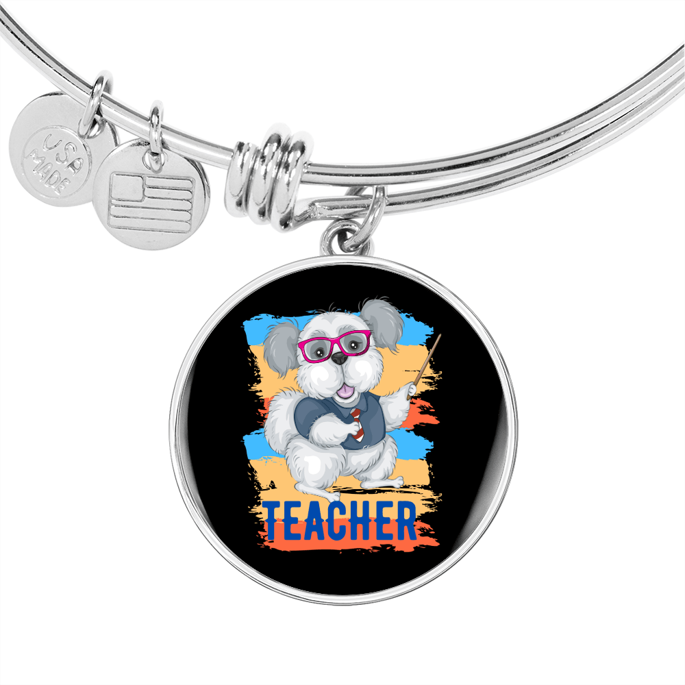 dog teacher Bracelet Stainless Steel or 18k Gold Circle Bangle-Express Your Love Gifts