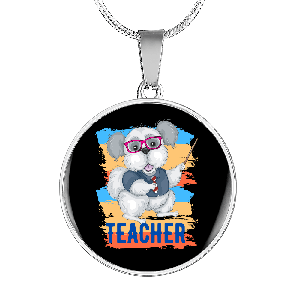 dog teacher Circle Necklace Stainless Steel or 18k Gold 18-22"-Express Your Love Gifts