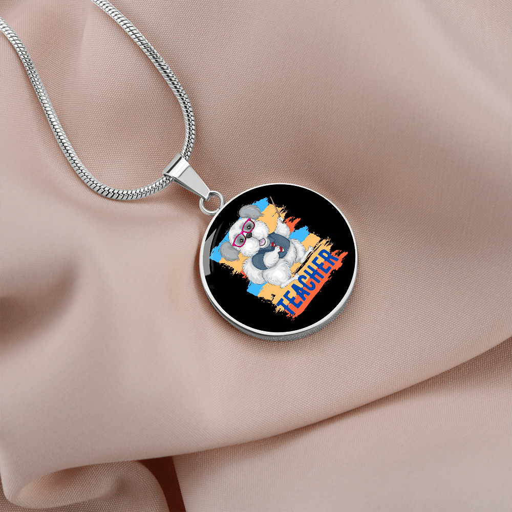 dog teacher Circle Necklace Stainless Steel or 18k Gold 18-22"-Express Your Love Gifts