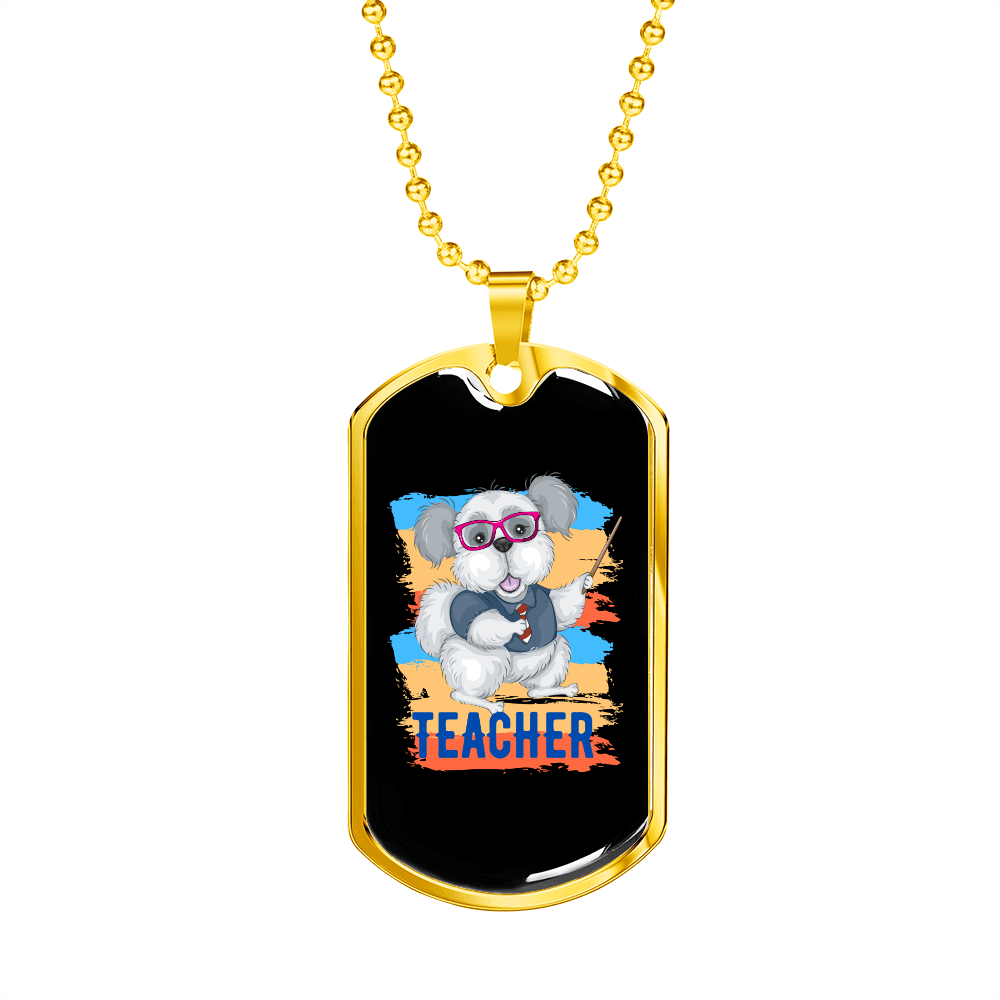 Dog Teacher Necklace Stainless Steel or 18k Gold Dog Tag 24" Chain-Express Your Love Gifts