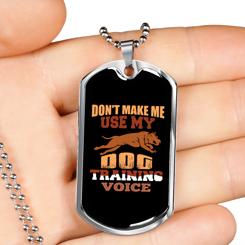 Dog Training Voice Necklace Stainless Steel or 18k Gold Dog Tag 24" Chain-Express Your Love Gifts