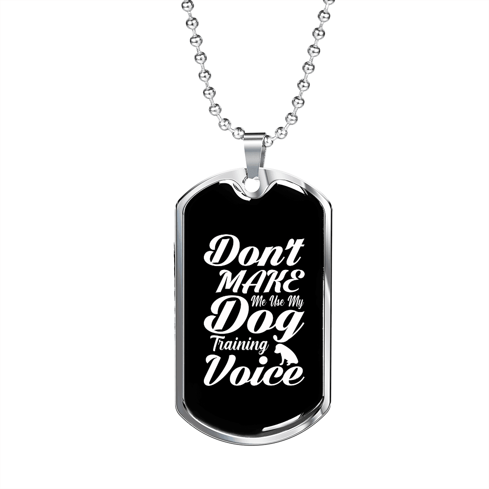 Dog Training Voice White Necklace Stainless Steel or 18k Gold Dog Tag 24" Chain-Express Your Love Gifts