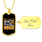 Dog Training Voice Yellow Necklace Stainless Steel or 18k Gold Dog Tag 24" Chain-Express Your Love Gifts
