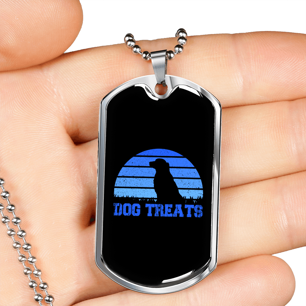 Dog Treats Blue Necklace Stainless Steel or 18k Gold Dog Tag 24" Chain-Express Your Love Gifts