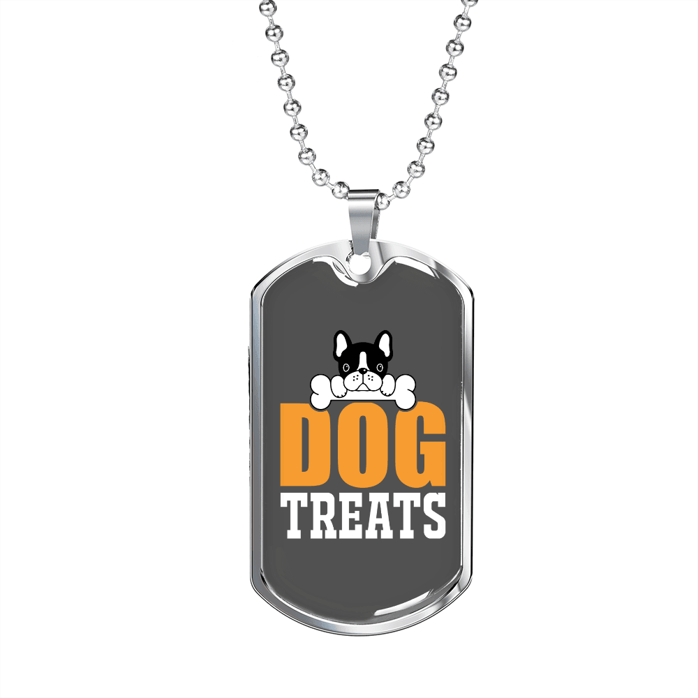 Dog Treats Necklace Stainless Steel or 18k Gold Dog Tag 24" Chain-Express Your Love Gifts