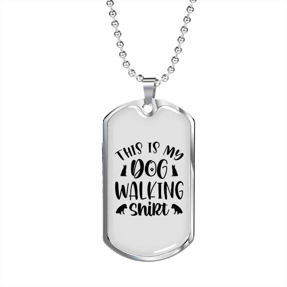 Dog Walking Necklace Stainless Steel or 18k Gold Dog Tag 24" Chain-Express Your Love Gifts