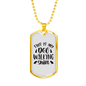 Dog Walking Necklace Stainless Steel or 18k Gold Dog Tag 24" Chain-Express Your Love Gifts
