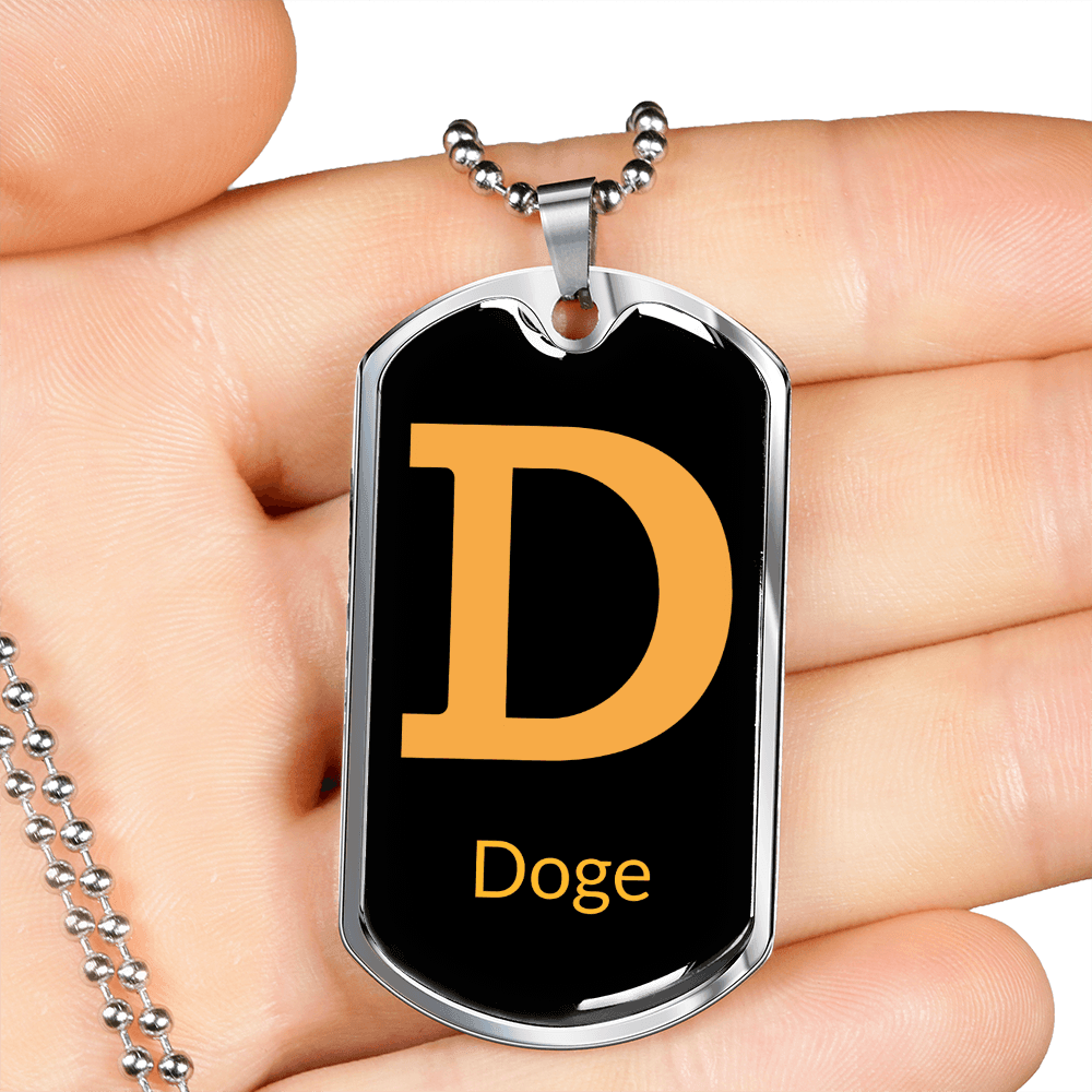Doge Crypto Necklace Stainless Steel or 18k Gold Dog Tag 24" Chain-Express Your Love Gifts