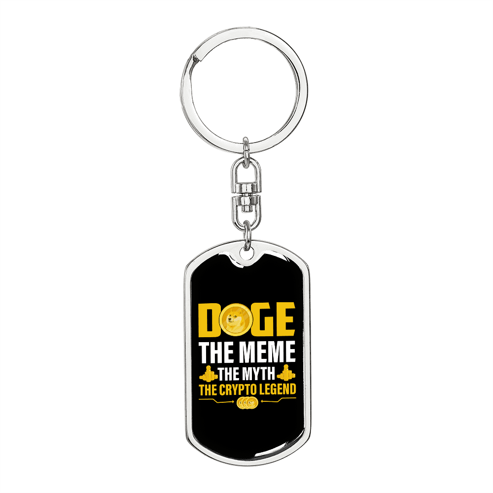Doge The Meme Crypto Keychain Stainless Steel or 18k Gold Dog Tag Keyring-Express Your Love Gifts
